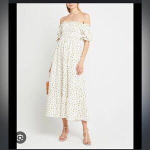 O.P.T Liliana white floral dress off The Shoulder size small